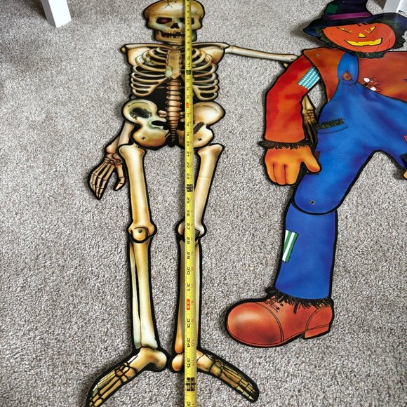 Vintage 90s Halloween cut outs x3 spider, skeleton, scarecrow - Picture 14 of 15